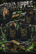 Bad Apple Cannabis Hoodie — Retro Green Leaf Graphic Pullover - BadApple Farms Cannabis Kings Co. By Golden Apple Connections