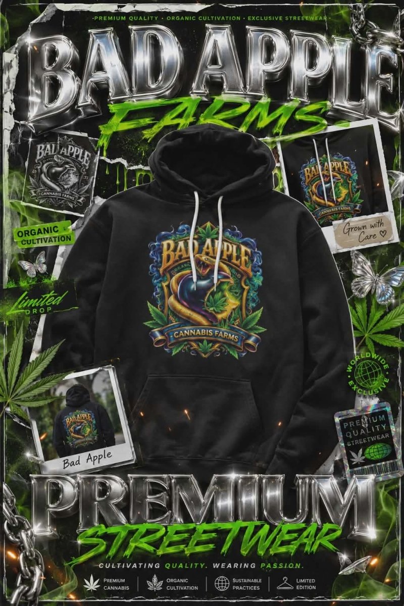Bad Apple Surf Hoodie – Vintage Surf Skull Graphic Pullover - BadApple Farms Cannabis Kings Co. By Golden Apple Connections