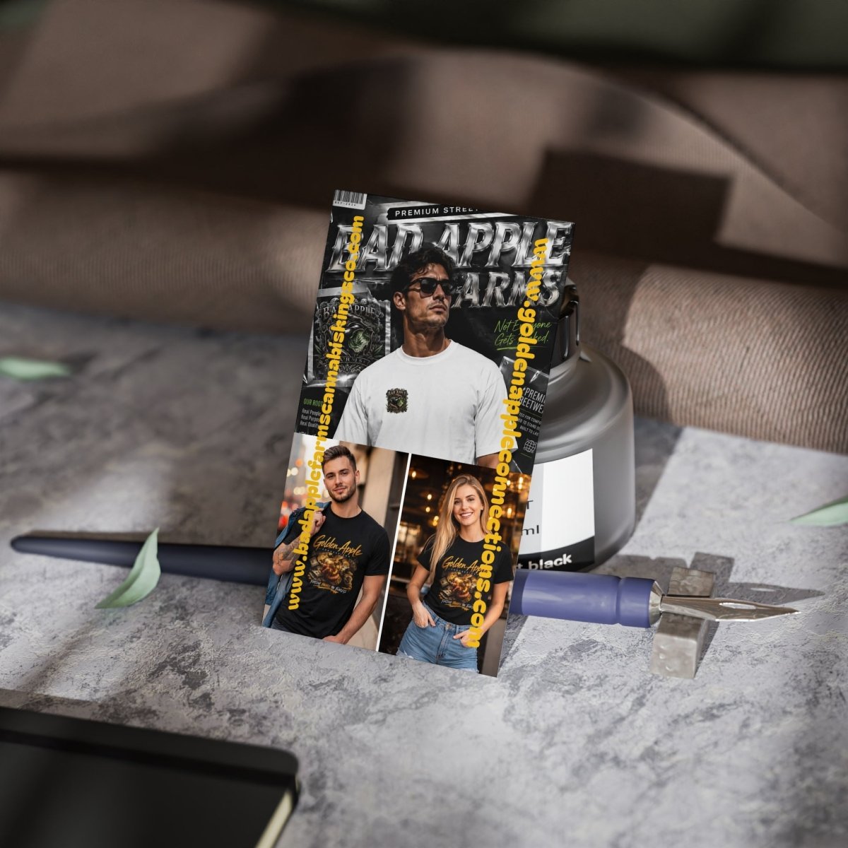 Business Cards — Bold Urban Brand Promo Cards - BadApple Farms Cannabis Kings Co. By Golden Apple Connections