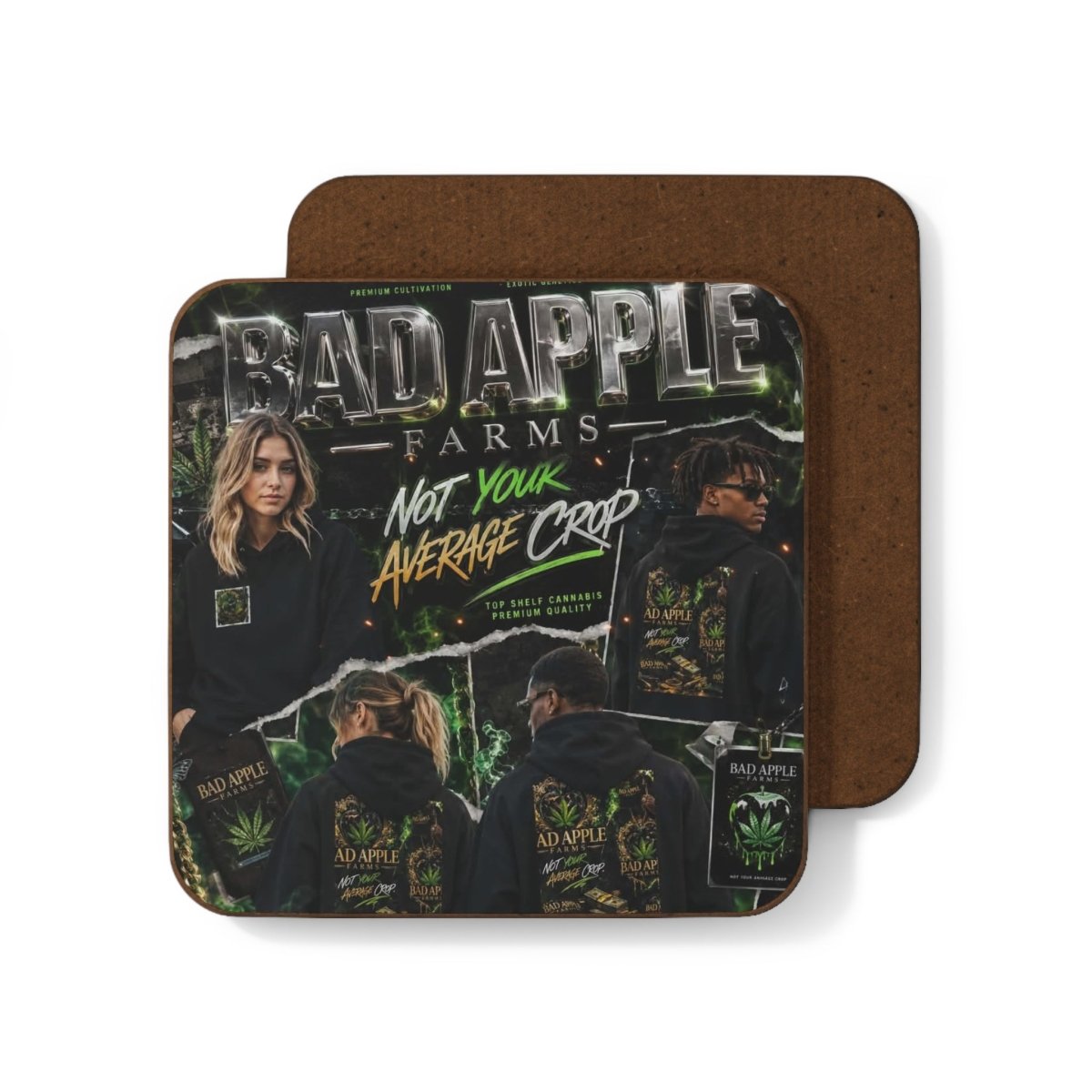 Hardboard Back Coaster - BadApple Farms Cannabis Kings Co. By Golden Apple Connections